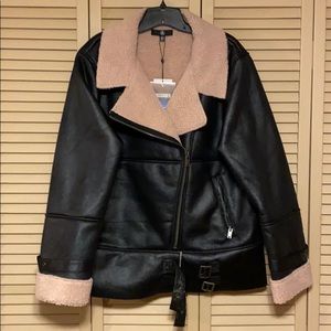NWT Missguided Contrast Borg Aviator Jacket
